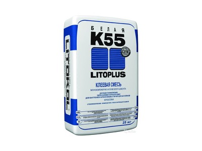 Клей LITOPLUS K55 для мозаики и плитки белый (мешок) 25 кг